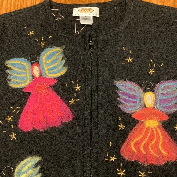 Talbots Angel zip cardigan. 100% wool. Size P. Absolutely beautiful sweater. EUC - Picture 2 of 9